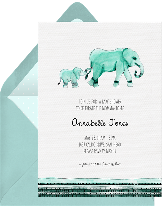 Mama & Baby elephant baby shower invitations from Greenvelope