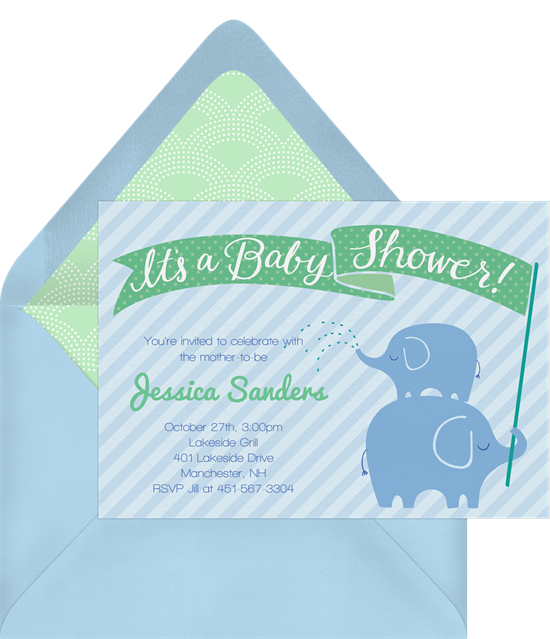 Stacked Elephants baby shower invitations from Greenvelope
