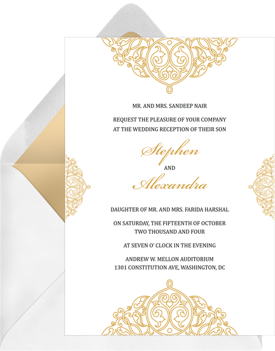 Edge Frill Indian wedding invitations from Greenvelope