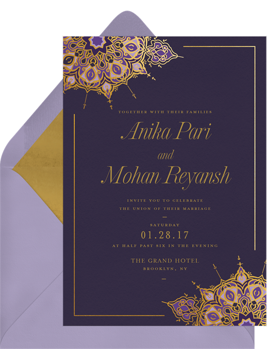 Magnificent Medallion Indian wedding invitations from Greenvelope