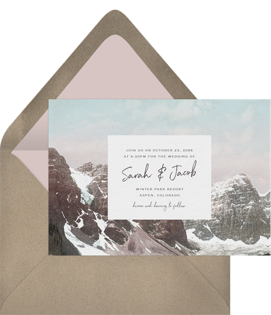 The Rockies destination wedding invitations from Greenvelope