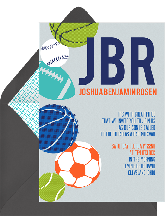 The Sports Fan Bar Mitzvah Invitations from Greenvelope