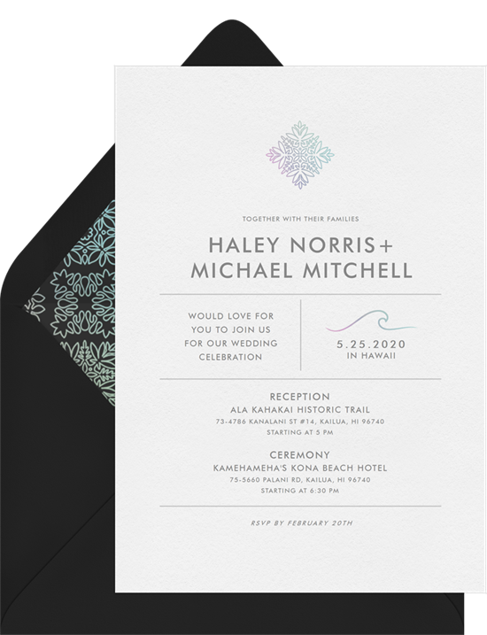 Haleakalā destination wedding invitations from Greenvelope