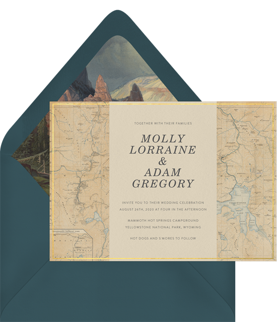 Yellowstone destination wedding invitations from Greenvelope