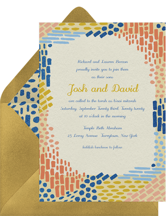 The Colorful Mosaic Bar Mitzvah Invitations from Greenvelope