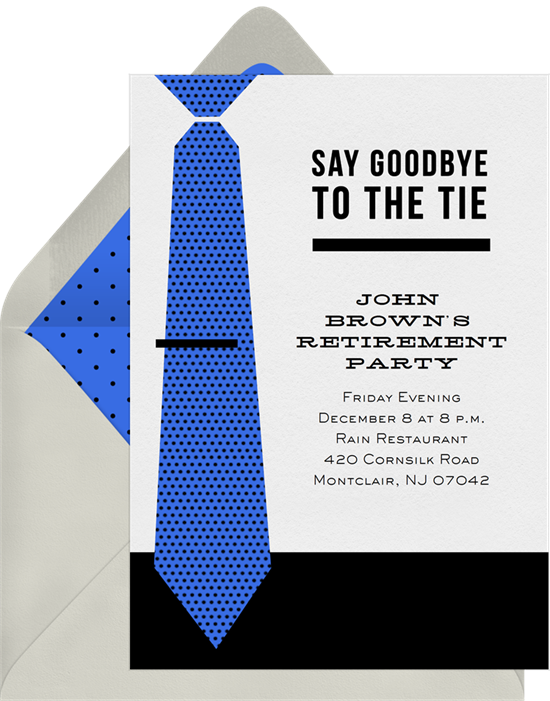 Goodbye to the Tie retirement party invitations from Greenvelope