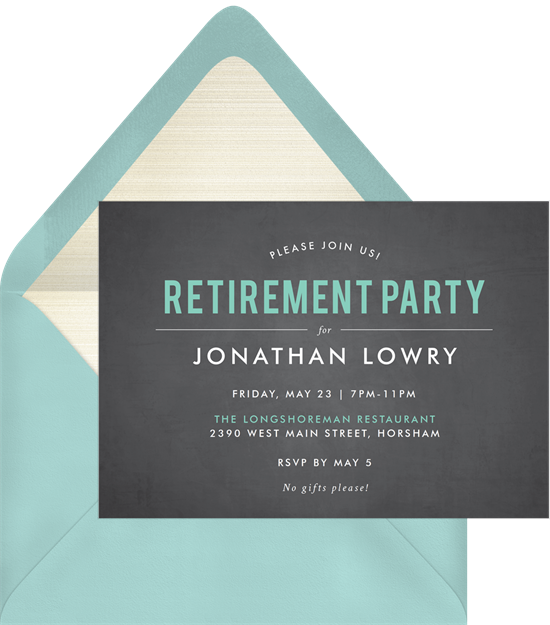 Blackboard Bash retirement party invitations from Greenvelope