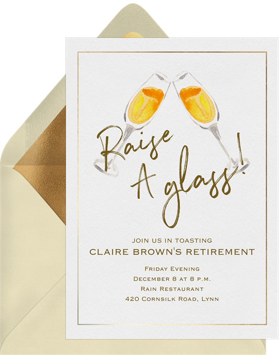 Raise a Glass retirement party invitations from Greenvelope