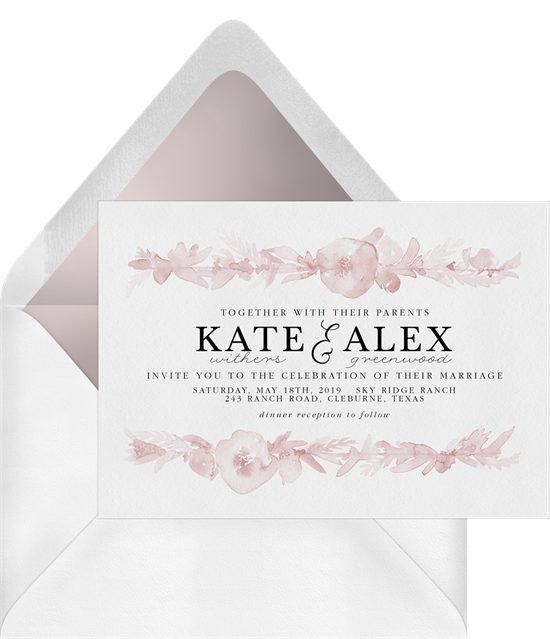 Floral Watercolor Bands baby shower invitations for girls