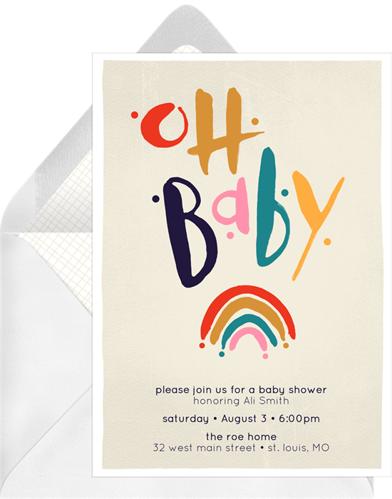 Baby Rainbow baby shower invitations for girls