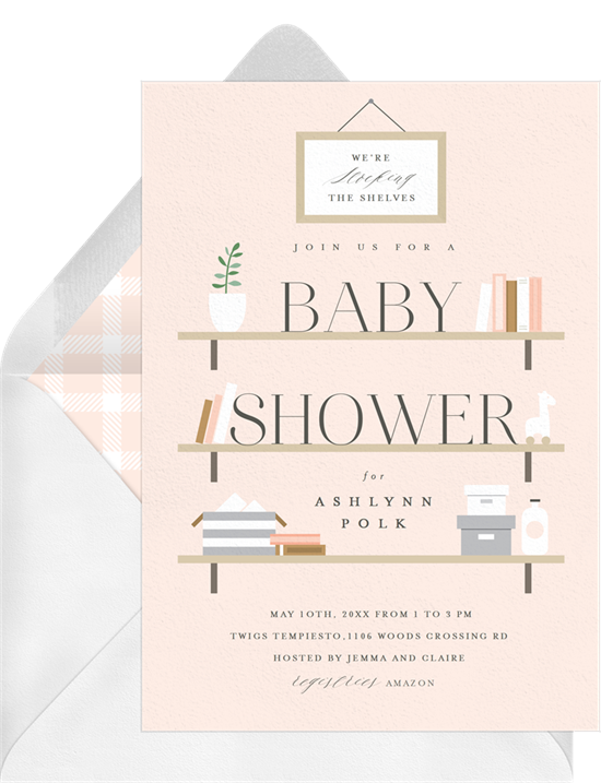 Stock the Shelves baby shower invitations for girls