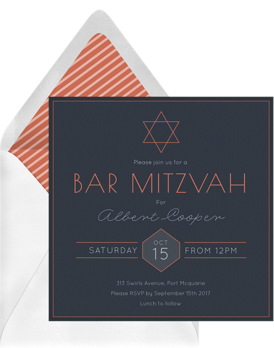 The Simple Bar Mitzvah Invitations from Greenvelope
