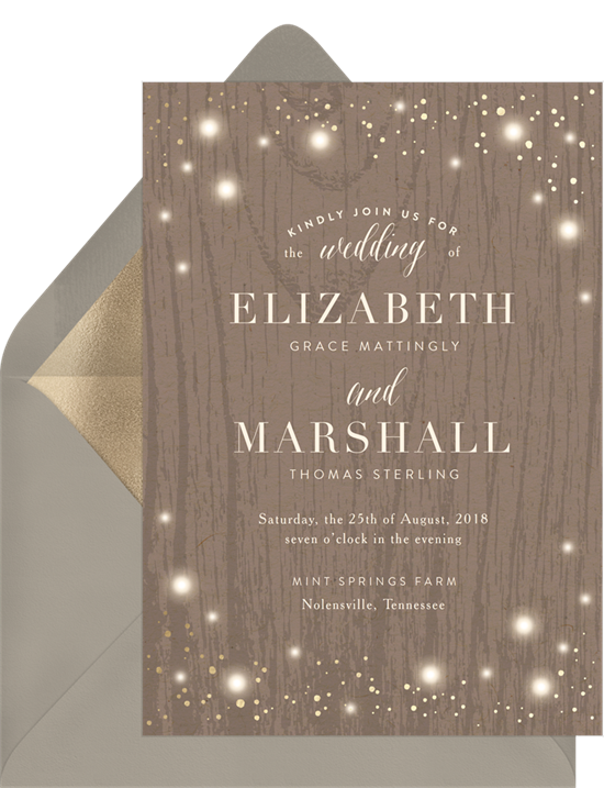 Rustic Twinkle couple's shower invitations from Greenvelope