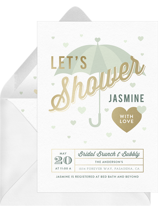 Raining Hearts couple's shower invitations from Greenvelope