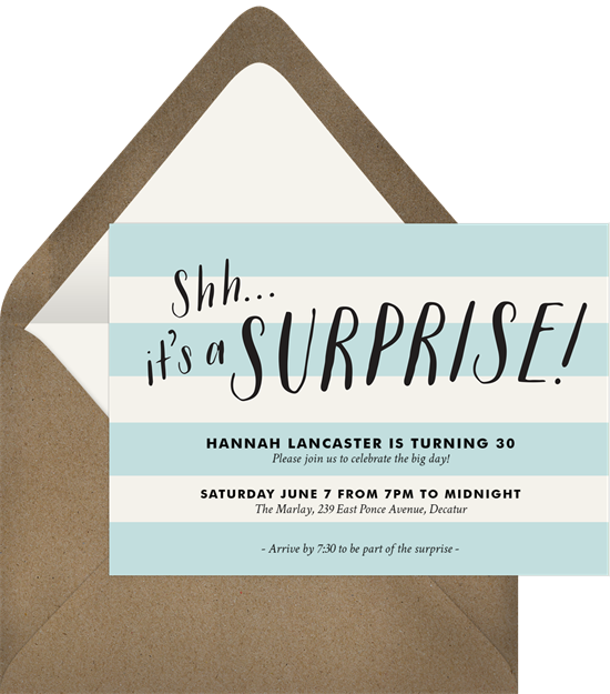 Bold Surprise Party Invitations from Greenvelope