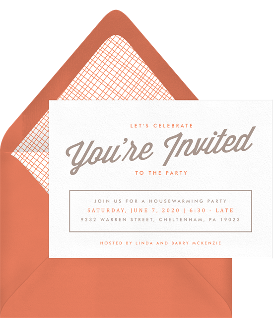 Party Script Invitations from Greenvelope