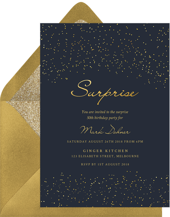 Starry Surprise Party Invitations from Greenvelope