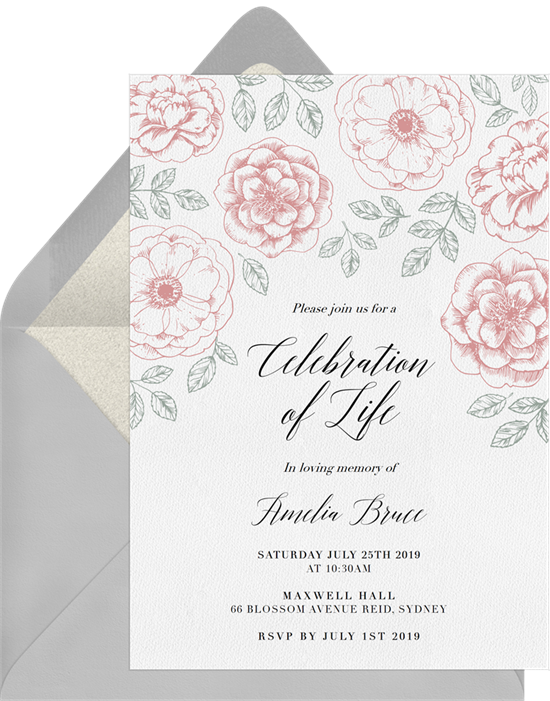 Line Drawn Florals invitation