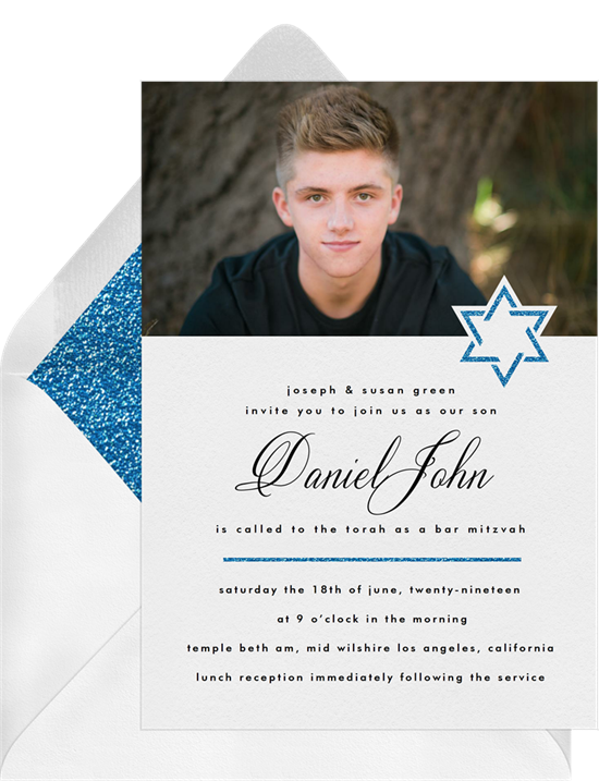 The Textured Star Bar Mitzvah Invitations from Greenvelope