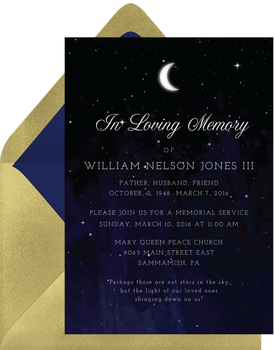 Celebration of Life Invitations: starry night invitation