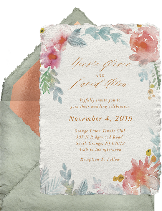 Watercolor Floral Romance wedding invitations by Greenvelope