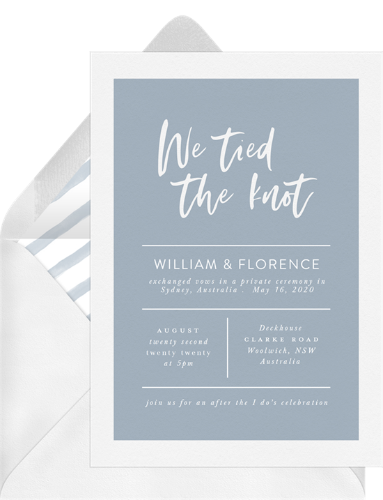 We Tied the Knot simple wedding invitations from Greenvelope