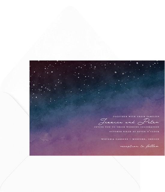 Night Sky watercolor wedding invitation