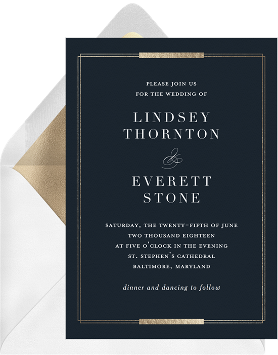 Simple Foil Frame wedding invitations from Greenvelope