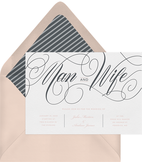 Man and Wife simple wedding invitations from Greenvelope