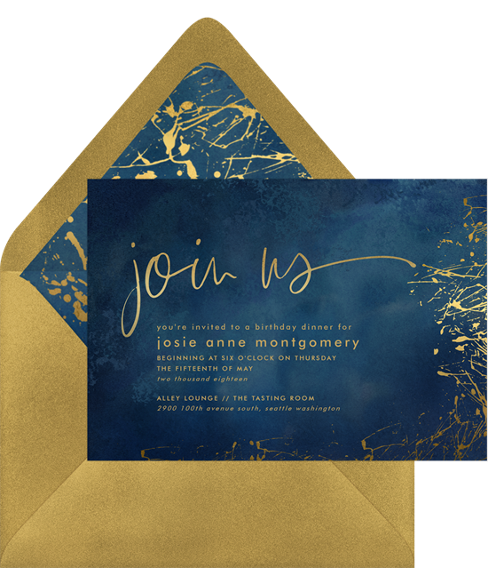 Painted Gold event invitation