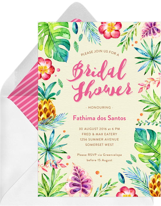 Bridal shower invitation wording: A tropical bridal shower invitation