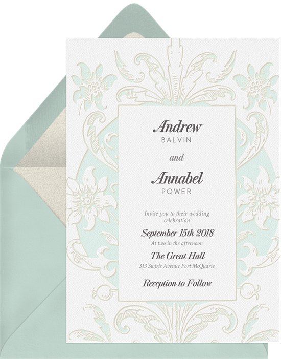 Vintage Romance wedding invitations from Greenvelope