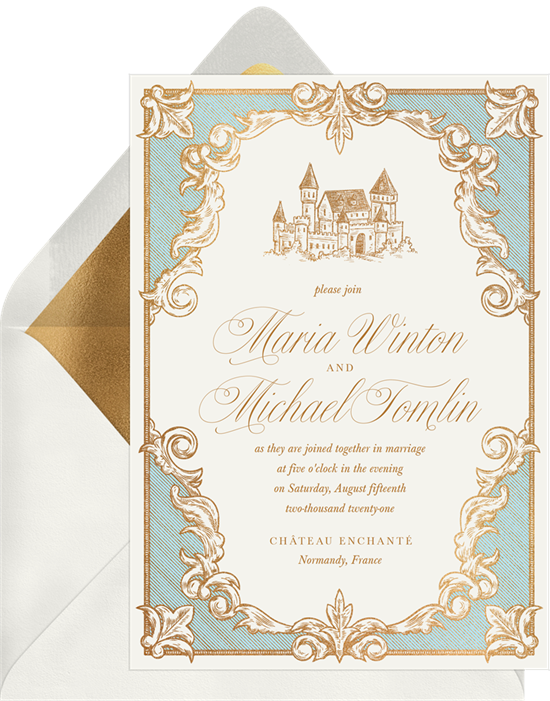 Once Upon a Time vintage wedding invitations from Greenvelope