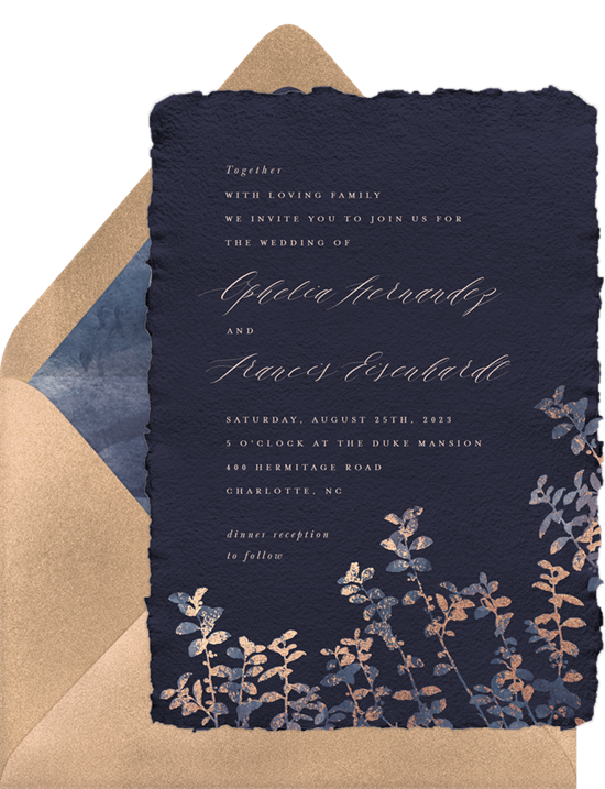 Watercolor Botanicals vintage wedding invitations from Greenvelope