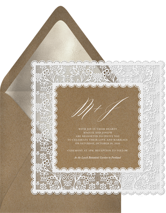 Lovely Lace vintage wedding invitations from Greenvelope