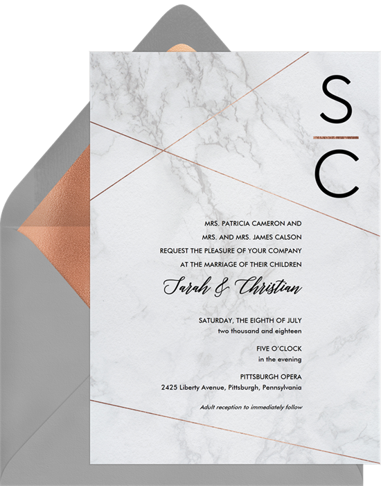 Chic Marble simple wedding invitations from Greenvelope