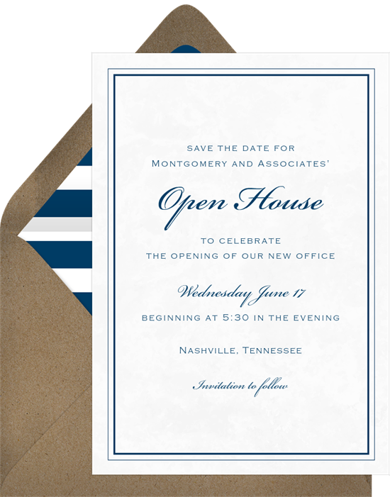 Marble Toast open house invitation from Greenvelope