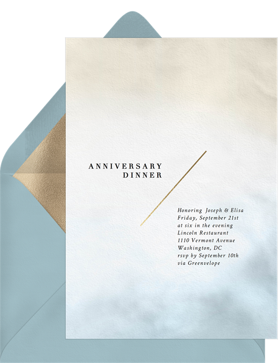 Two-Tone Watercolor Wash anniversary invitations from Greenvelope