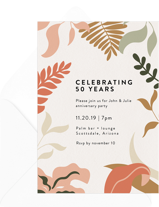 Florescence 50th anniversary invitations from Greenvelope 