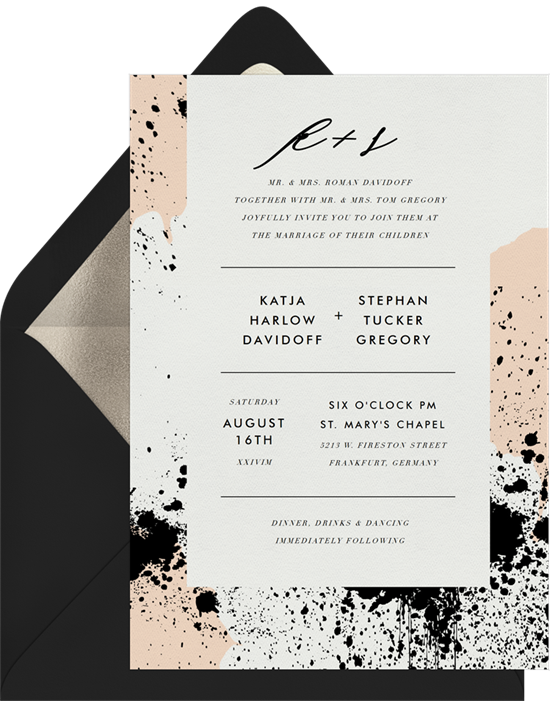 Scandi Splatter simple wedding invitations from Greenvelope