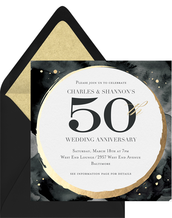 Milestone Circlet 50th anniversary invitations from Greenvelope