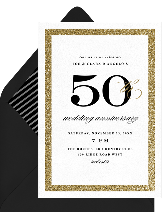 Sophisticated 50th anniversary invitations from Greenvelope