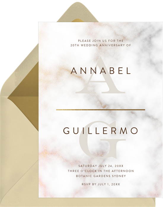 Modern Marble Texture 50th anniversary invitations from Greenvelope