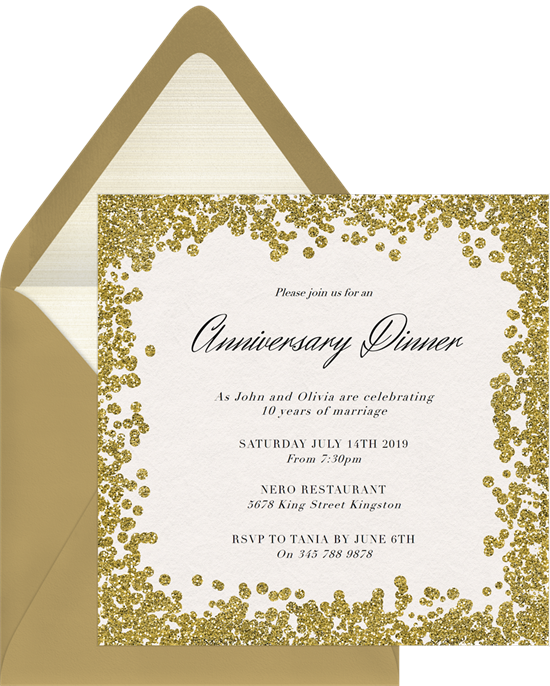 Glitter Paint 50th anniversary invitations from Greenvelope