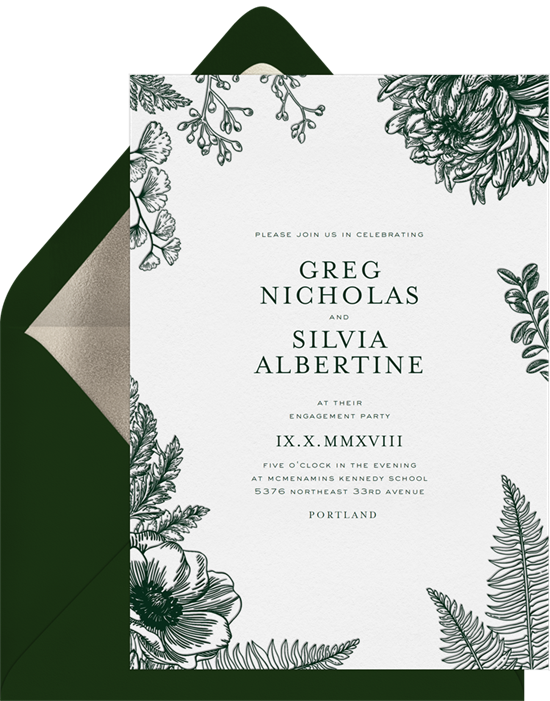 Letterpress Botanical wedding invitations from Greenvelope