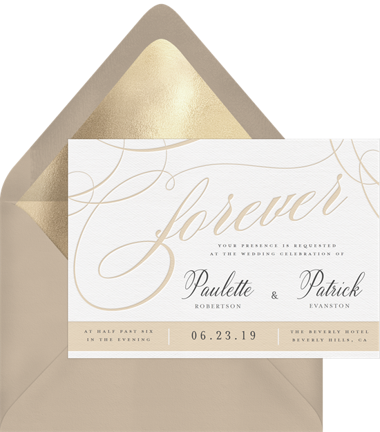 Beautiful Forever letterpress wedding invitations from Greenvelope