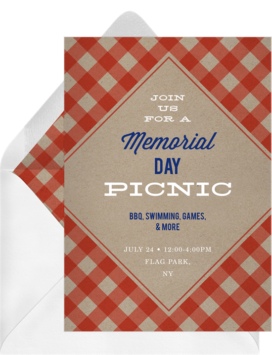 Memorial day picnic invitation with message