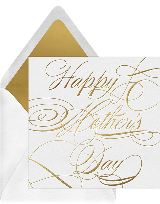 Funny Mother's Day cards: Gold flourish card