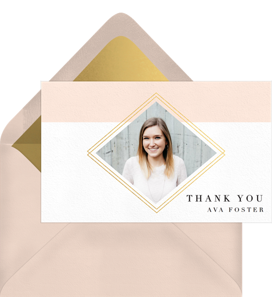 Diamond Frame graduation thank you cards from Greenvelope