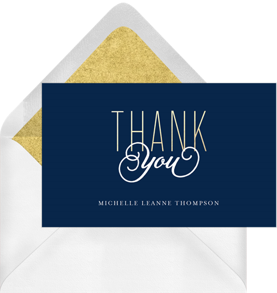 Gold Class graduation thank you cards from Greenvelope